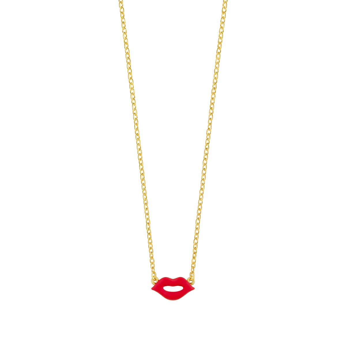 Collana in argento con ciondolo labbra smaltato