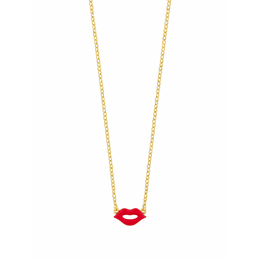 Collana in argento con ciondolo labbra smaltato