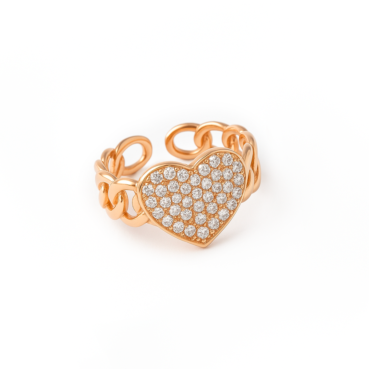 Anello in argento con cuore di zirconi