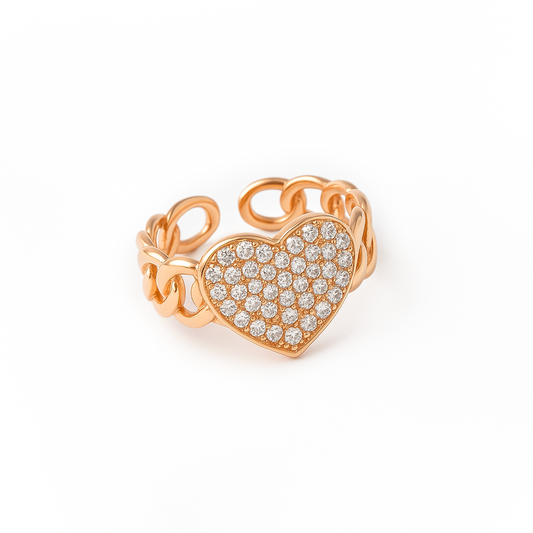 Anello in argento con cuore di zirconi